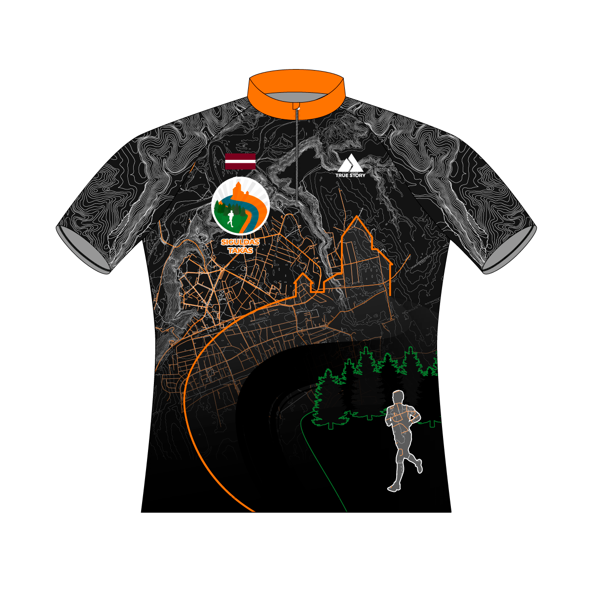 Siguldas Takas | TS702K | Elite orienteering shirt KIDS | BLACK