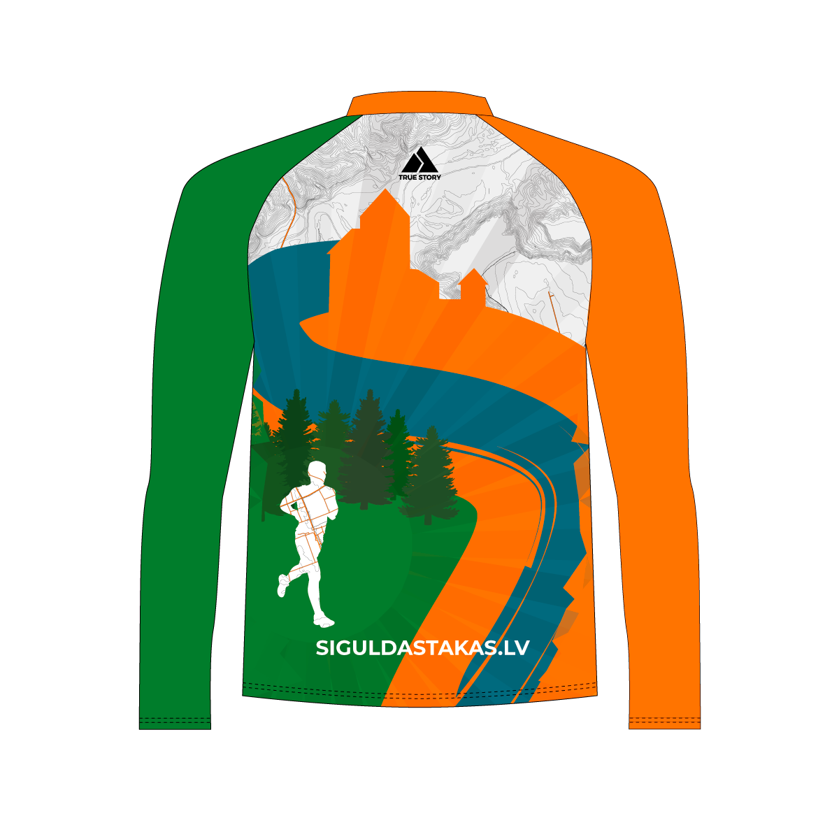 Siguldas Takas | TS702/LS | Elite orienteering shirt MEN (long sleeve) | WHITE