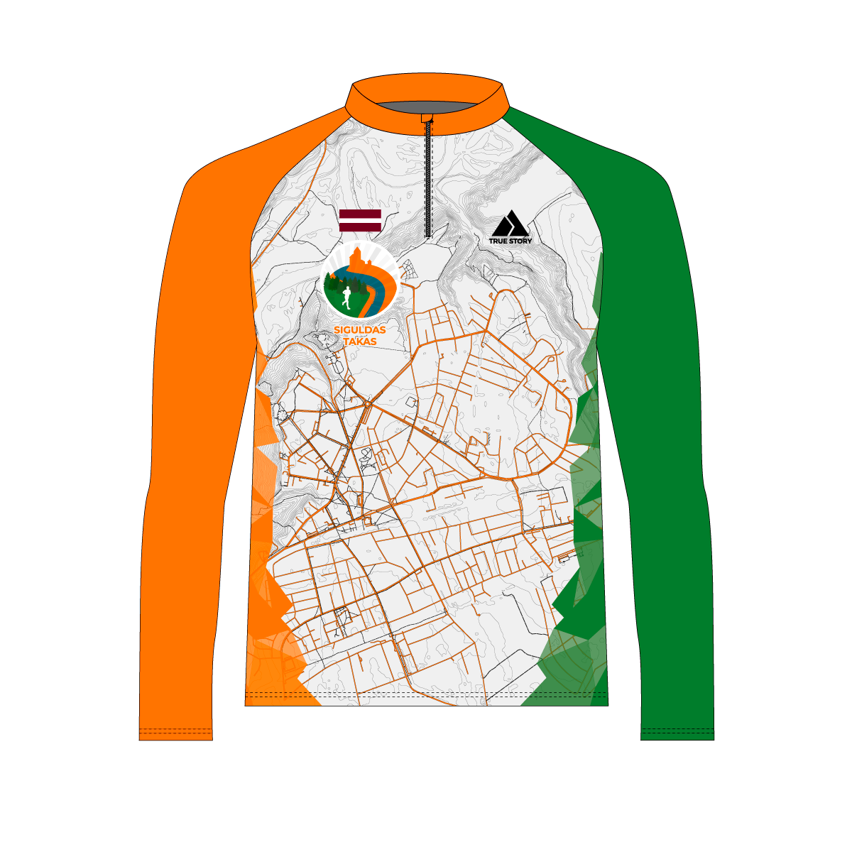 Siguldas Takas | TS702/LS | Elite orienteering shirt MEN (long sleeve) | WHITE