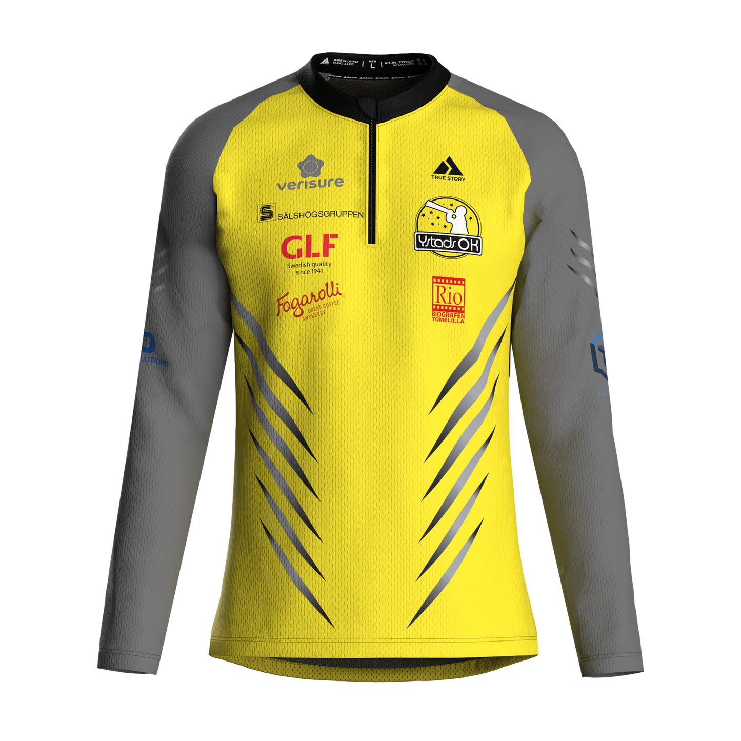 Ystads | TS702/LS | Elite orienteering shirt MEN (long sleeve) | YELLOW